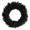 24” Black Artificial Wreath With 35 Warm White LED Lights -Artificial Flowers Sale artificial 24 black artificial wreath with 35 warm white led lights nearly natural 578619