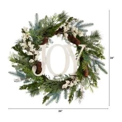 24” Christmas Joy Greenery Holiday Artificial Wreath -Artificial Flowers Sale artificial 24 christmas joy greenery holiday artificial wreath nearly natural 125700