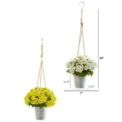 24” Daisy Arrangement In Hanging Bucket (Set Of 2) -Artificial Flowers Sale artificial 24 daisy arrangement in hanging bucket set of 2 nearly natural 177164