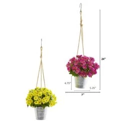 24” Daisy Arrangement In Hanging Bucket (Set Of 2) -Artificial Flowers Sale artificial 24 daisy arrangement in hanging bucket set of 2 nearly natural 242812