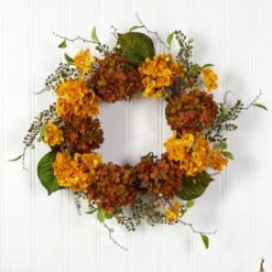 24” Fall Hydrangea Artificial Autumn Wreath -Artificial Flowers Sale artificial 24 fall hydrangea artificial autumn wreath nearly natural 154037