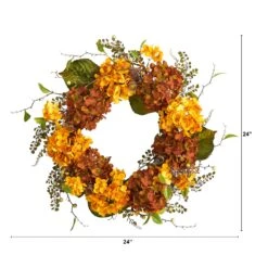 24” Fall Hydrangea Artificial Autumn Wreath -Artificial Flowers Sale artificial 24 fall hydrangea artificial autumn wreath nearly natural 170186