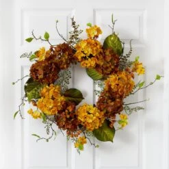24” Fall Hydrangea Artificial Autumn Wreath -Artificial Flowers Sale artificial 24 fall hydrangea artificial autumn wreath wreath nearly natural 490274