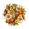 24” Fall Pumpkin, Sunflower Artificial Autumn Wreath With Decorative Ribbon -Artificial Flowers Sale artificial 24 fall pumpkin sunflower artificial autumn wreath with decorative ribbon nearly natural 762579