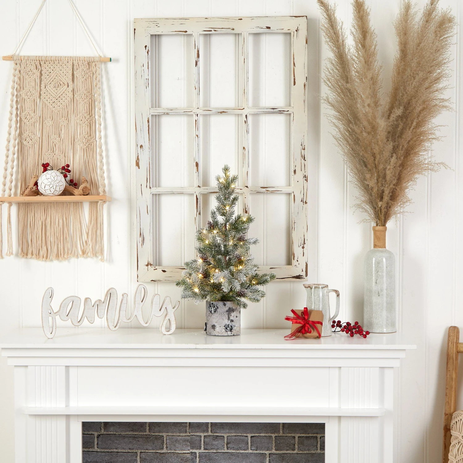 24” Flocked Artificial Christmas Tree In Decorative Birch Bark Planter 6 24” Flocked Artificial Christmas Tree In Decorative Birch Bark Planter - Image 4