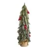 24” Flocked Artificial Christmas Tree With Berries And Pine Cones -Artificial Flowers Sale artificial 24 flocked christmas artificial tree with berries and pine cones nearly natural 648101
