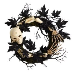 24" Halloween Skull And Bones Wreath"
