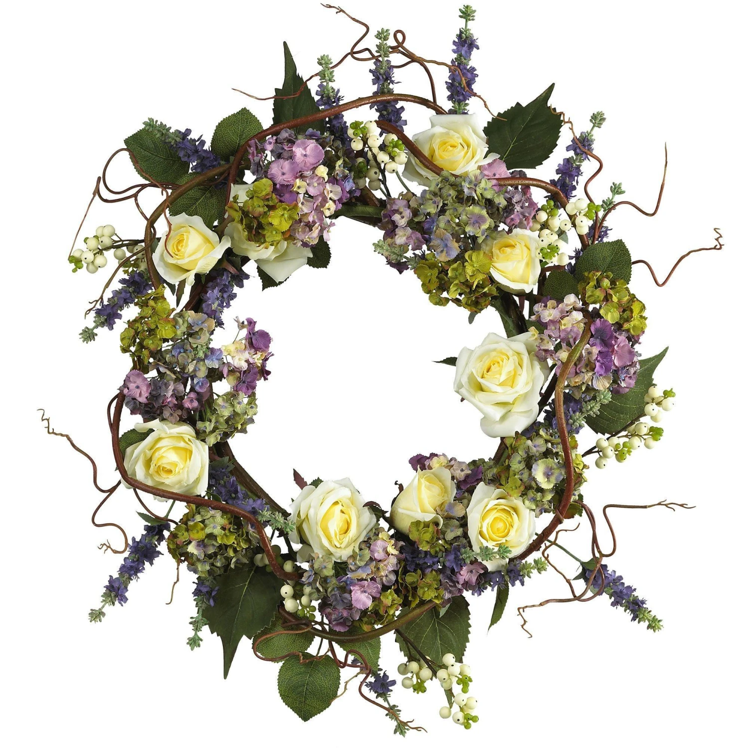 24" Hydrangea Rose Wreath" 3 24" Hydrangea Rose Wreath"
