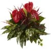 24” Mixed Anthurium Bush (Set Of 2) -Artificial Flowers Sale artificial 24 mixed anthurium bush set of 2 nearly natural 398994
