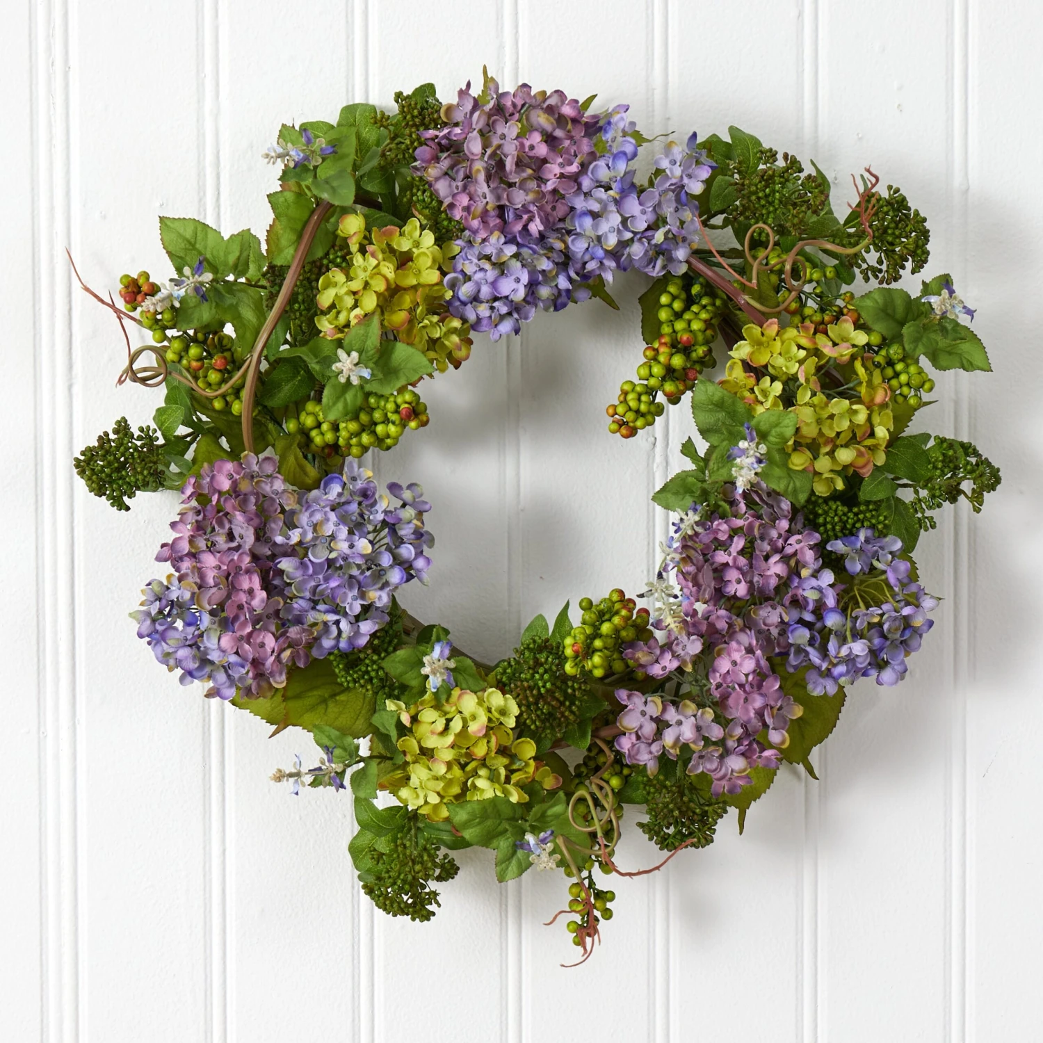 24" Mixed Hydrangea Wreath" 4 24" Mixed Hydrangea Wreath" - Image 2