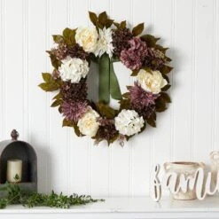 24” Artificial Peony, Dahlia And Hydrangea Wreath -Artificial Flowers Sale artificial 24 peony dahlia and hydrangea artificial wreath nearly natural 262904