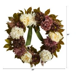 24” Artificial Peony, Dahlia And Hydrangea Wreath -Artificial Flowers Sale artificial 24 peony dahlia and hydrangea artificial wreath nearly natural 765086