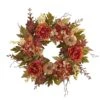 24” Peony, Hydrangea And Pumpkin Fall Artificial Wreath -Artificial Flowers Sale artificial 24 peony hydrangea and pumpkin fall artificial wreath nearly natural 604871