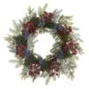 24” Pine And Cedar Artificial Wreath With Berries -Artificial Flowers Sale artificial 24 pine and cedar artificial wreath with berries nearly natural 422413