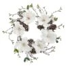 24” Snowed Magnolia / Pine Cone Wreath 2 24” Snowed Magnolia / Pine Cone Wreath -Artificial Flowers Sale artificial 24 snowed magnolia pine cone wreath nearly natural 915413