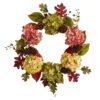 25” Autumn Hydrangea And Pinecones Fall Artificial Wreath -Artificial Flowers Sale artificial 25 autumn hydrangea and pinecones fall artificial wreath nearly natural 483421