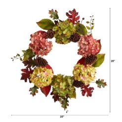 25” Autumn Hydrangea And Pinecones Fall Artificial Wreath -Artificial Flowers Sale artificial 25 autumn hydrangea and pinecones fall artificial wreath nearly natural 556041