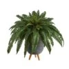 2.5’ Boston Fern Artificial Plant In Gray Planter With Stand -Artificial Flowers Sale artificial 25 boston fern artificial plant in gray planter with stand nearly natural 639656