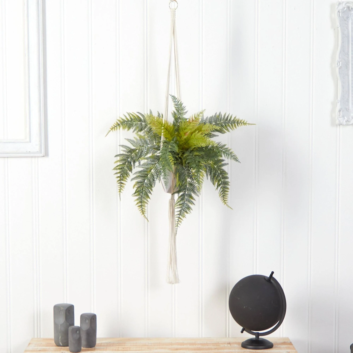 25” Fern Hanging Artificial Plant In Decorative Basket 5 25” Fern Hanging Artificial Plant In Decorative Basket - Image 3