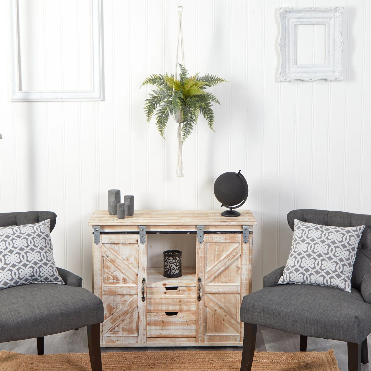 25” Fern Hanging Artificial Plant In Decorative Basket 6 25” Fern Hanging Artificial Plant In Decorative Basket - Image 4