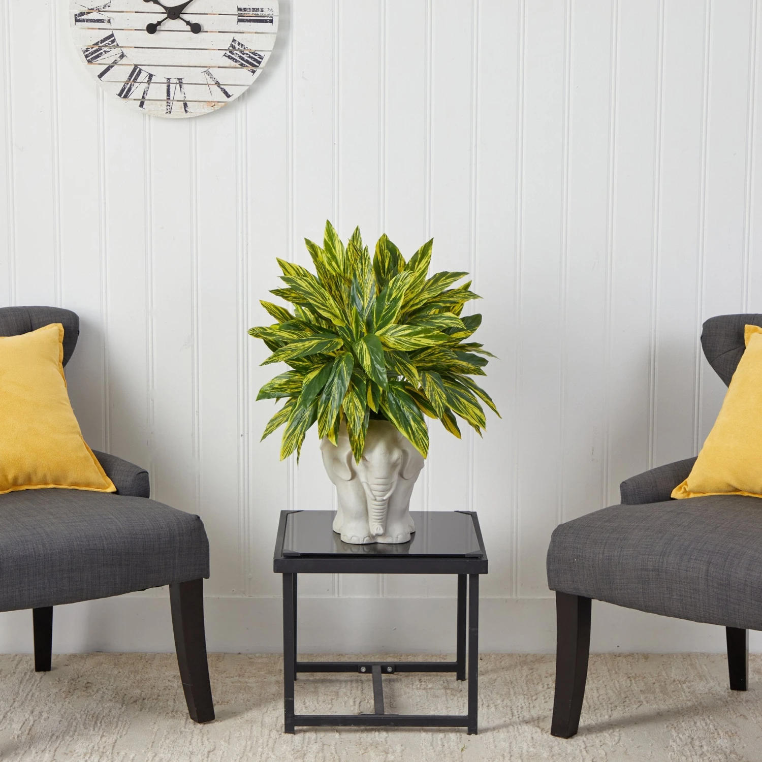 25” Tradescantia Artificial Plant In White Elephant Shaped Planter (Real Touch) 6 25” Tradescantia Artificial Plant In White Elephant Shaped Planter (Real Touch) - Image 4