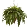 26" Artificial Giant Boston Fern With Cone Hanging Basket" -Artificial Flowers Sale artificial 26 artificial giant boston fern with cone hanging basket nearly natural 803118