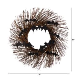 26" Halloween Bats Twig Wreath" 8 26" Halloween Bats Twig Wreath" -Artificial Flowers Sale artificial 26 halloween bats twig wreath nearly natural 110116