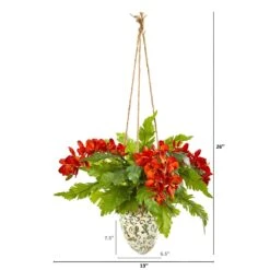 26” Phalaenopsis Orchid And Fern Plant In Hanging Vase -Artificial Flowers Sale artificial 26 phalaenopsis orchid and fern plant in hanging vase nearly natural 361336