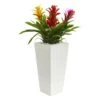 26” Triple Bromeliad Plant In White Tower Planter -Artificial Flowers Sale artificial 26 triple bromeliad plant in white tower planter nearly natural assorted 785852
