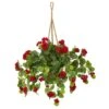 27” Geranium Artificial Plant In Hanging Basket -Artificial Flowers Sale artificial 27 geranium artificial plant in hanging basket nearly natural 721860