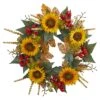 27” Sunflower Berry Artificial Wreath -Artificial Flowers Sale artificial 27 sunflower berry artificial wreath nearly natural 387241