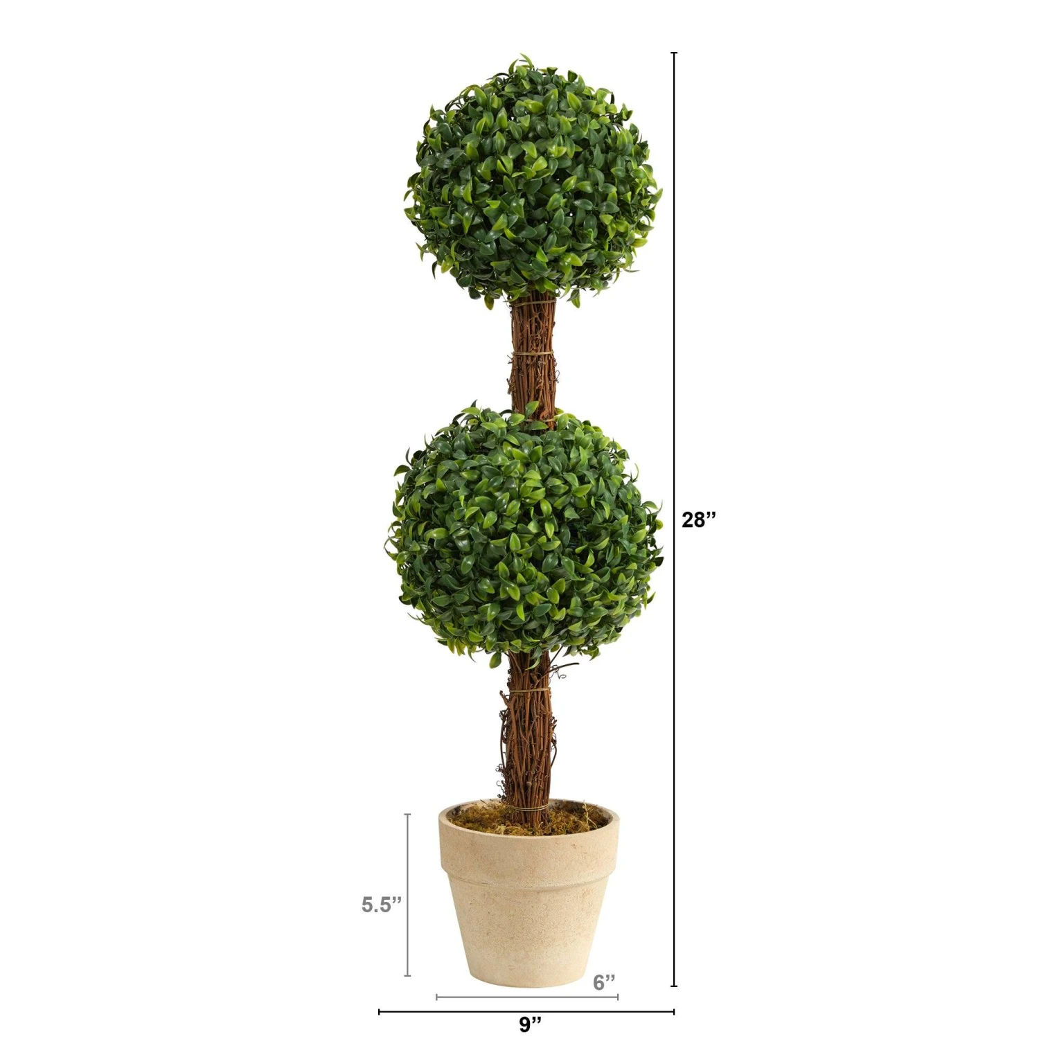 28” Boxwood Double Ball Topiary Artificial Tree (Indoor/Outdoor) 4 28” Boxwood Double Ball Topiary Artificial Tree (Indoor/Outdoor) - Image 2