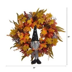 28" Harvest Fall Gnome Artificial Autumn Wreath" -Artificial Flowers Sale artificial 28 harvest fall gmone artificial autumn wreath nearly natural 602961