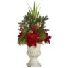 28” Poinsettia, Grass And Succulent Artificial Arrangement In White Urn -Artificial Flowers Sale artificial 28 poinsettia grass and succulent artificial arrangement in white urn nearly natural 518471