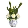 29” Cymbidium Orchid, Peony And Cactus Succulent Artificial Arrangement In Vintage Floral Vase -Artificial Flowers Sale artificial 29 cymbidium orchid peony and cactus succulent artificial arrangement in vintage floral vase nearly natural 401321
