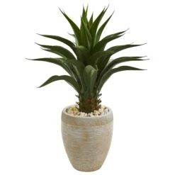 3' Artificial Agave Plant In Sand Colored Planter