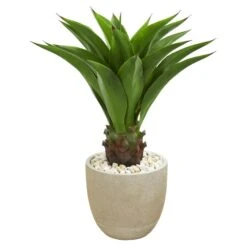 3' Agave Artificial Plant In Sandstone Planter