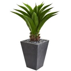 3' Agave Artificial Plant In Slate Finished Planter