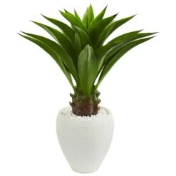 3' Agave Artificial Plant In White Planter