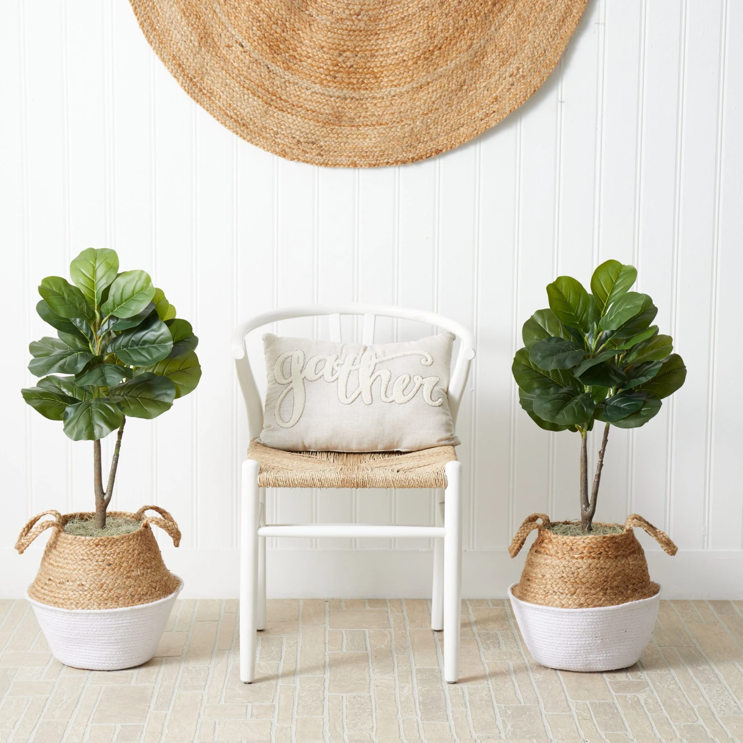 3’ Artificial Fiddle Leaf Fig Tree With Handmade Cotton & Jute Woven Planter DIY Kit - Set Of 2 4 3’ Artificial Fiddle Leaf Fig Tree With Handmade Cotton & Jute Woven Planter DIY Kit - Set Of 2 - Image 2