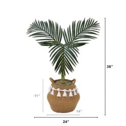 3' Artificial Golden Cane Palm Tree With Handmade Jute & Cotton Basket With Tassels DIY KIT -Artificial Flowers Sale artificial 3 artificial golden cane palm tree with handmade jute cotton basket with tassels diy kit plant in planter nearly natural 997510