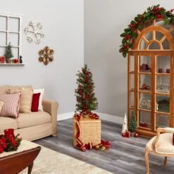 3’ Berry And Pine Artificial Christmas Tree With 50 Warm White Lights And Burlap Wrapped Base -Artificial Flowers Sale artificial 3 berry and pine artificial christmas tree with 50 warm white lights and burlap wrapped base nearly natural 640208