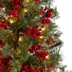 3’ Berry And Pine Artificial Christmas Tree With 50 Warm White Lights And Burlap Wrapped Base -Artificial Flowers Sale artificial 3 berry and pine artificial christmas tree with 50 warm white lights and burlap wrapped base nearly natural 926730