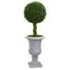 3’ Braided Boxwood Topiary Artificial Tree In Gray Urn UV Resistant (Indoor/Outdoor) -Artificial Flowers Sale artificial 3 braided boxwood topiary artificial tree in gray urn uv resistant indooroutdoor nearly natural 637228