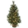 3’ Christmas Tree W/Clear Lights, Frosted Tips, Pine Cones & Burlap Bag -Artificial Flowers Sale artificial 3 christmas tree wclear lights frosted tips pine cones burlap bag nearly natural 715056