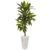 3’ Dracaena Plant In White Tower Planter -Artificial Flowers Sale artificial 3 dracaena plant in white tower planter nearly natural 964035