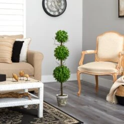 3’ Eucalyptus Triple Ball Topiary Artificial Tree -Artificial Flowers Sale artificial 3 eucalyptus triple ball topiary artificial tree nearly natural 353032