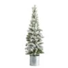 3’ Flocked Christmas Artificial Pine Christmas Tree In Tin Planter