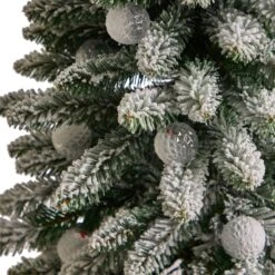 3’ Flocked Highland Fir Tree With 127 Branches And 20 LED Globe Lights In Decorative Planter -Artificial Flowers Sale artificial 3 flocked highland fir tree with 127 branches and 20 led globe lights in decorative planter nearly natural 878048
