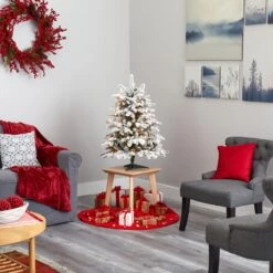 3’ Flocked North Carolina Fir Artificial Christmas Tree With 150 Warm White Lights And 545 Bendable Branche -Artificial Flowers Sale artificial 3 flocked north carolina fir artificial christmas tree with 150 warm white lights and 545 bendable branche nearly natural 281500